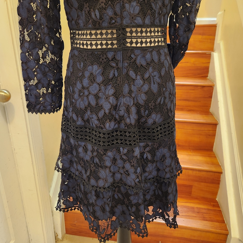 RACHEL Rachel Roy Navy Lace Long Sleeve Dress - Picture 12 of 12